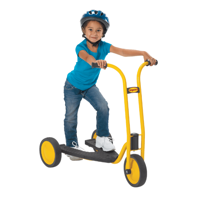 Worthington Direct Child riding a 3-wheel scooter